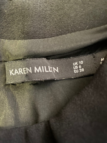 KAREN MILLEN BLACK CAP SLEEVED PENCIL DRESS SIZE 10