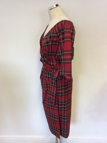 BRAND NEW BOMBSHELL RED TARTAN CONFIDENT HOURGLASS DRESS SIZE 12