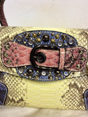 BRAND NEW GUESS LEMON,PINK & BLUE SNAKESKIN PRINT SHOULDER/HANDBAG