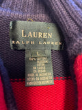 RALPH LAUREN NAVY & RED STRIPE ZIP NECK JUMPER SIZE L
