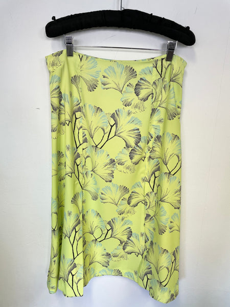BRAND NEW WHISTLES LIME GREEN LEAF PRINT A LINE MIDI SKIRT SIZE 14