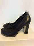 BRAND NEW IRREGULAR CHOICE BLACK LEATHER LACE UP TRIM HEELS SIZE 4.5/ 37.5