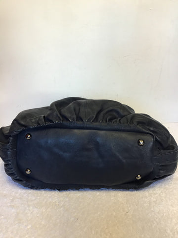 NICOLE FARHI NAVY BLUE LEATHER LARGE SHOULDER/ HAND BAG