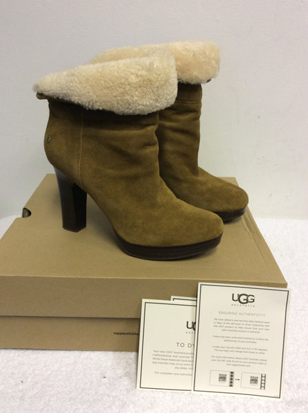 NEW UGG BROWN DANDYLION II HEELED ANKLE BOOTS SIZE 6.5/39