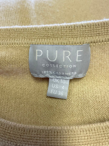 PURE COLLECTION CAMEL 100% CASHMERE ROUND NECK LONG SLEEVE JUMPER SIZE 10