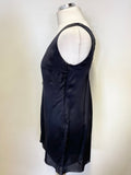 TED BAKER 100% SILK BLACK SLEEVELESS EMBELLISHED TRIM TUNIC TOP SIZE 2 UK 10