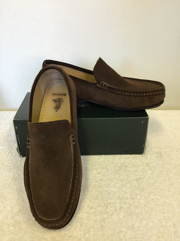 BARBOUR DARK BROWN SUEDE LOAFERS SIZE 9/43