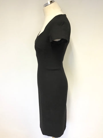 FRENCH CONNECTION BLACK SWEETHEART NECKLINE CAP SLEEVE PENCIL DRESS SIZE 10