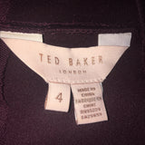 TED BAKER SHARLOT MAROON MESH INSERT SKATER DRESS SIZE 4 UK 14