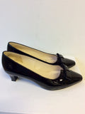 BRAND NEW PETER KAISER BLACK PATENT LEATHER BOW TRIM HEELS SIZE 3.5/36 PLUS SIZE