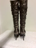 BRAND NEW MODA IN PELLE BRONZE LEATHER KNEE LENGTH BOOTS SIZE 7/40