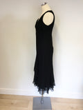 COUNTRY CASUALS BLACK SILK V NECKLINE BIAS CUT SLEEVELESS DRESS SIZE 10
