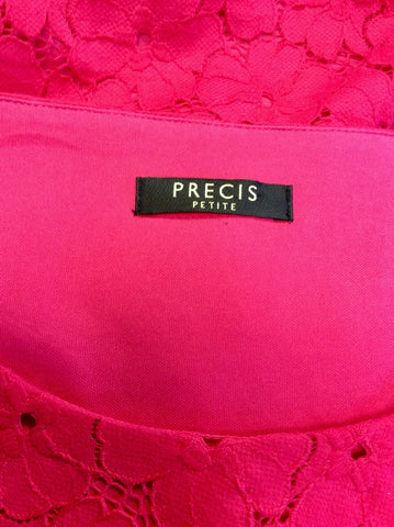 PRÉCIS PETITE HOT PINK FLORAL LACE PENCIL DRESS SIZE 12