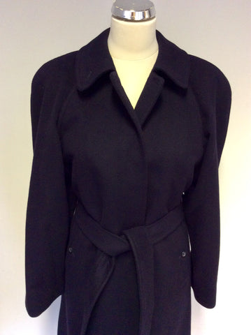 BURBERRY’S DARK BLUE 100% CASHMERE BELTED COAT SIZE 6