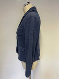 WHISTLES BLUE FITTED COTTON BLEND JACKET SIZE 10
