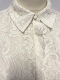 REISS YASI OFF WHITE FLORAL LACE COLLARED LONG SLEEVE BLOUSE SIZE 14