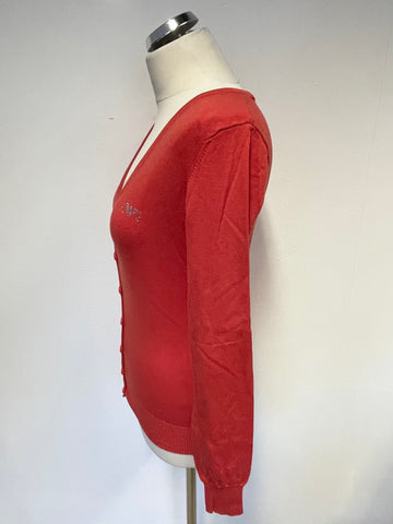 ARMANI JEANS RED V NECK LONG SLEEVE CARDIGAN SIZE S