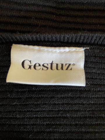 GESTUZ BLACK RIB KNIT OVERSIZE BATWING SLEEVE JUMPER ONE SIZE