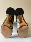 BRAND NEW TED BAKER ISHBEL BLACK & METALLIC JACQUARD PRINT FRABRIC ANKLE BOOTS SIZE 5/38