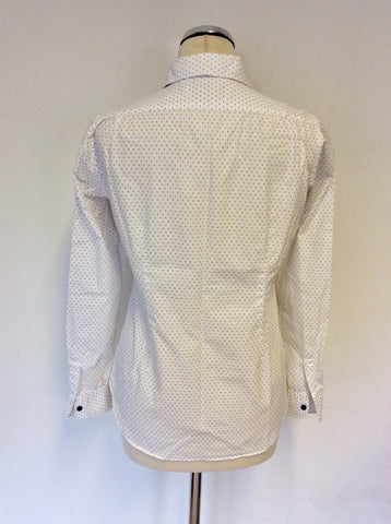 SAND JEANS WHITE & TINY BLUE FLOWER PRINT COTTON SHIRT SIZE M