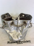 RUSSELL & BROMLEY SILVER CROC CHAIN STRAP HAND/SHOULDER BAG