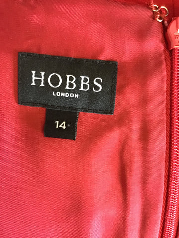 HOBBS RED CAP SLEEVE PENCIL DRESS SIZE 14