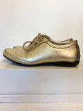 PADDERS PALE GOLD LEATHER LACE UP FLATS SIZE 4/37