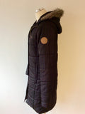 REGATTA BLACK PADDED HOODED KNEE LENGTH COAT SIZE 10