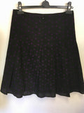 HOBBS BLACK & PURPLE SPOT PLEATED WOOL SKIRT SIZE 10
