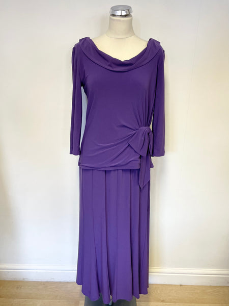 BRAND NEW GINA BACCONI PURPLE SPECIAL OCCASION 3/4 SLEEVE TOP & LONG SKIRT SIZE 14