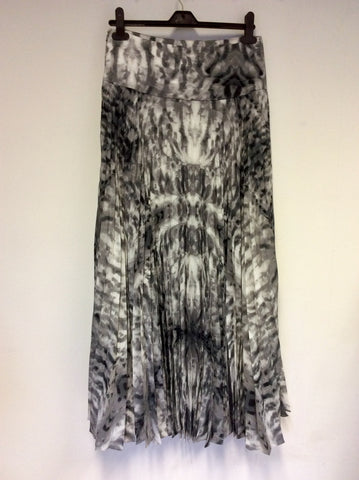 REISS JESSICA GREY PRINT PLEATED MAXI SKIRT SIZE 10