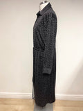 K DESIGN GREY & BLACK PRINT LONG SLEEVE MIDI DRESS SIZE XL