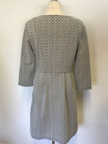 HOBBS BLACK & WHITE PRINT 3/4 SLEEVE DRESS SIZE 12