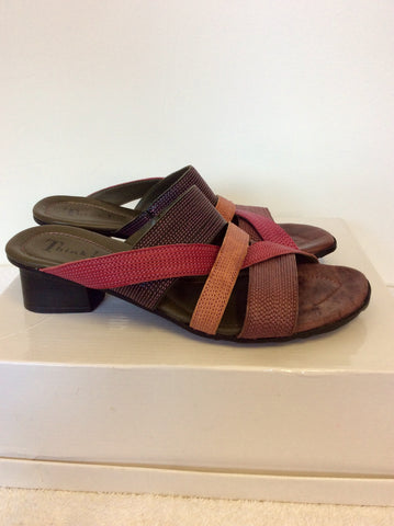 BRAND NEW THINK PINK,PURPLE & PLUM LEATHER MULE SANDALS SIZE 5/38