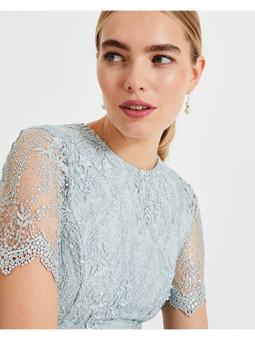 PHASE EIGHT MALIA PALE DUCK EGG LACE & SEQUIN SPECIAL OCCASION DRESS SIZE 10