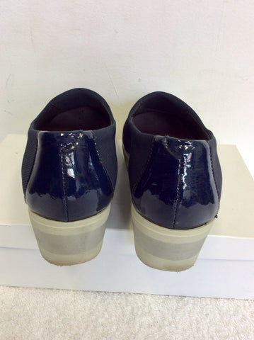 SPANISH PITILLOS DARK BLUE WEDGE HEEL SHOES SIZE 4/37