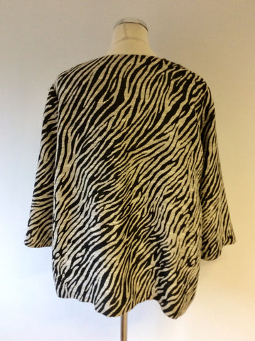 MARINA RINALDI BLACK & BEIGE CHITTARRA ZEBRA PRINT JACKET SIZE 25 UK 20