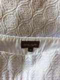 PHASE EIGHT WHITE EMBOSSED & LILAC BACKGROUND CAPRI PANTS SIZE 12
