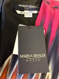BRAND NEW MARINA RINALDI MULTI COLOURED PRINT PURE SILK MAXI DRESS SIZE UK 20