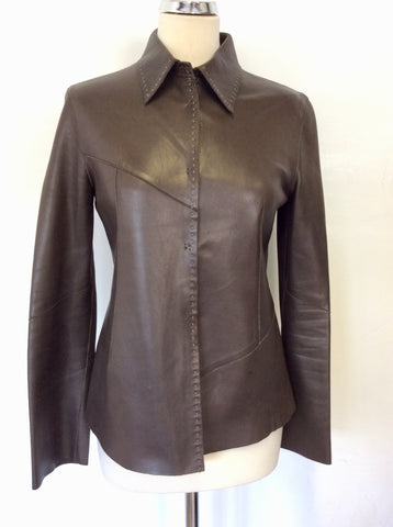MULBERRY BROWN SOFT LEATHER SHIRT/ JACKET SIZE 12