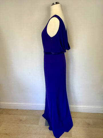 COAST BLUE LOW COWL BACK LONG EVENING DRESS SIZE 14