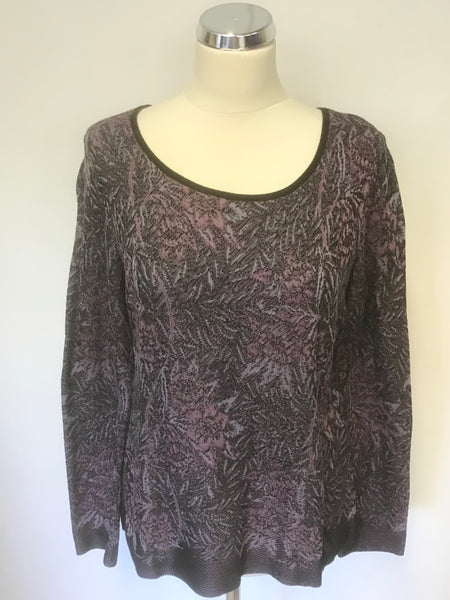 PERUVIAN CONNECTION GREY,PINK & PURPLE DESIGN 100% PRIMA COTTON JUMPER SIZE M