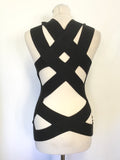 ALL SAINTS BLACK FINE KNIT CROSS OVER OPEN BACK SLEEVELESS TOP SIZE 10