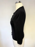 KAREN MILLEN BLACK ROUND NECK 3/4 SLEEVE CARDIGAN SIZE S