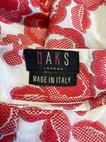BRAND NEW DAKS RED FLORAL PRINT FIT & FLARE SILK LINED SKIRT SIZE 8