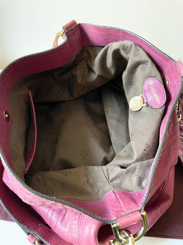 MULBERRY DEEP PINK LARGE LEATHER GRETA HOBO SHOULDER BAG