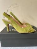 HOBBS GLINDA LIME GREEN SUEDE OPEN TOE SLINGBACK HEEL SANDALS SIZE 4/37