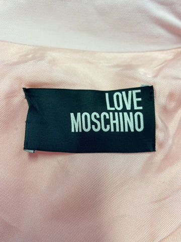 LOVE MOSCHINO PINK COLLARED EDGE TO EDGE 3/4 SLEEVE COTTON JACKET SIZE 14