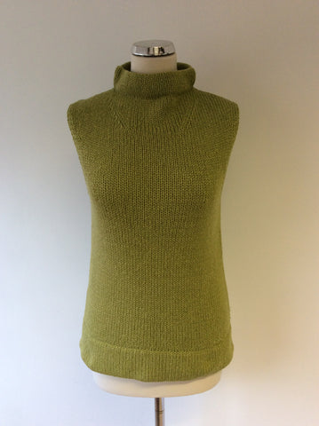 KAREN MILLEN LIME GREEN SLEEVELESS JUMPER SIZE 3 UK 12/14