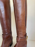 KURT GEIGER CARVELA TAN BROWN LEATHER KNEE HIGH BOOTS SIZE 6/39